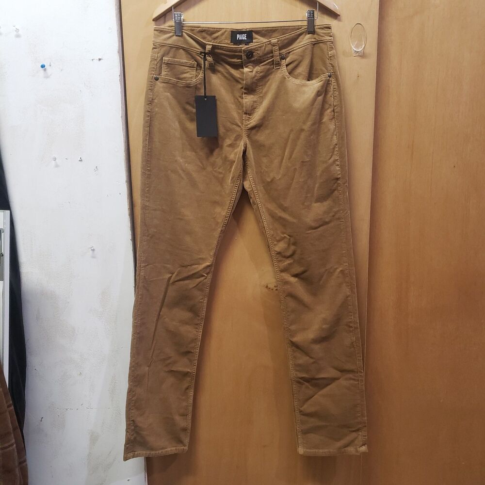Nwt Paige men's five-pocket pants Golden tan Micro corduroy Sz 33 Inseam 35" ABC